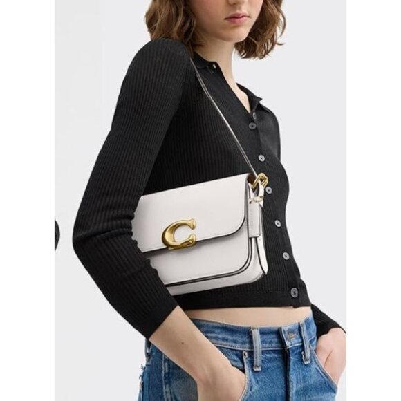 NEW!!! Coach White/Chalk Leather Sage Shoulder Bag/Crossbody with Adjustable Str - Picture 3 of 11